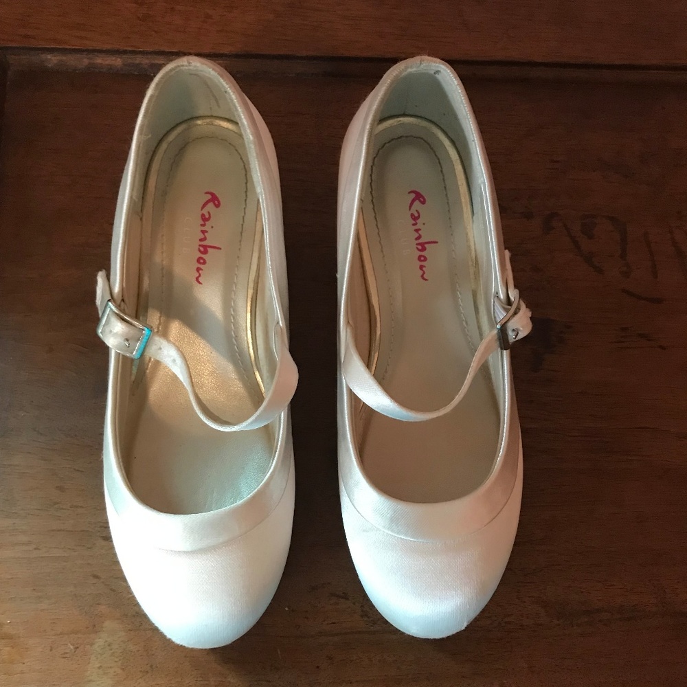 Flower Girl Ivory Satin dress shoes Sz 12